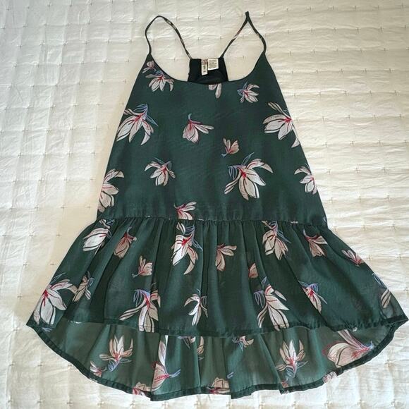 Japna Racerback Camisole Ruffle Peplum Women's M | Green Floral Fairy Goth - Picture 3 of 7